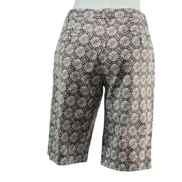 TALBOTS Womens Shorts Brown Geometric Print Stretch Bermuda Cotton Size 10P - Picture 4 of 10